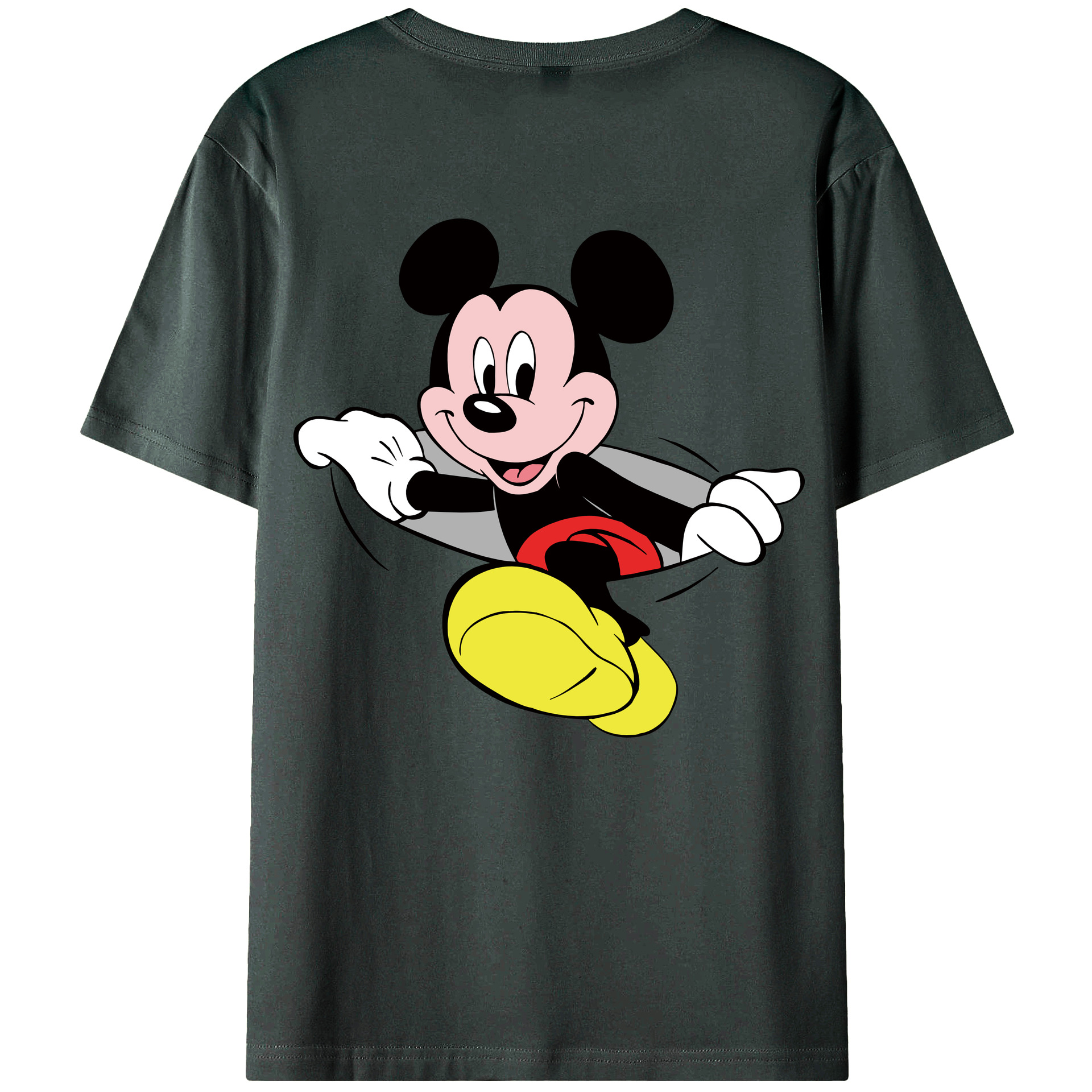 ミッキーマウス Mickey Mouse 綿100％ メンズ半袖Tシャツ（バックプリント） 通気性